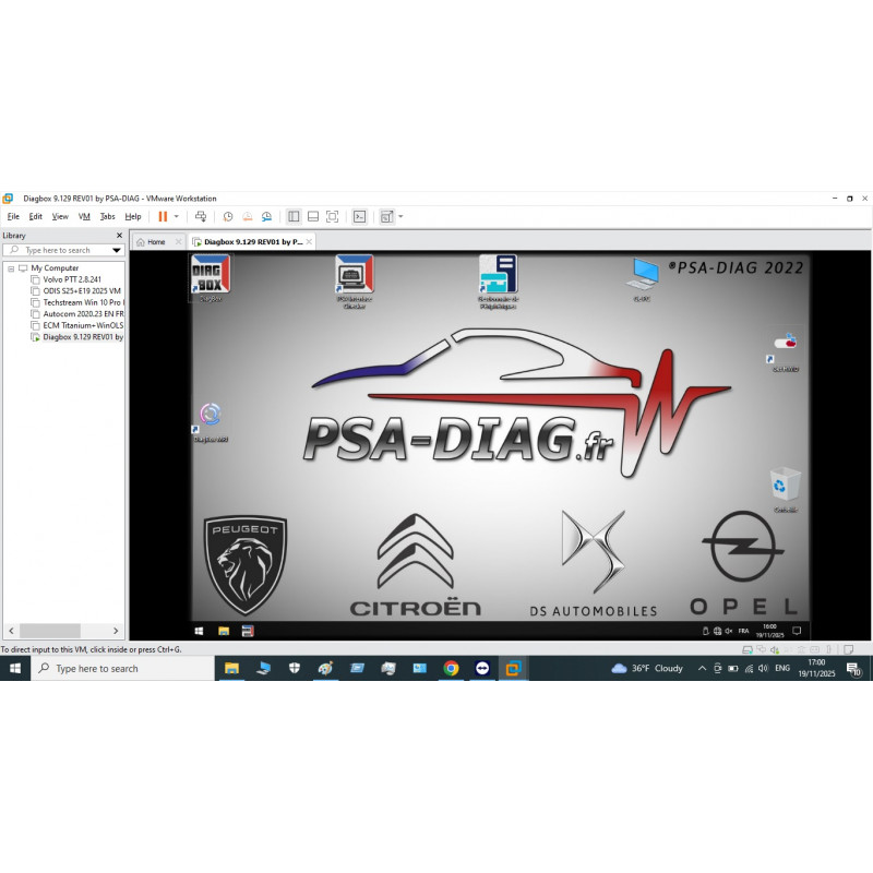 Diagbox Lexia 9.129 Virtual Machine Software | PSA Peugeot Citroën DS & Opel Diagnostics